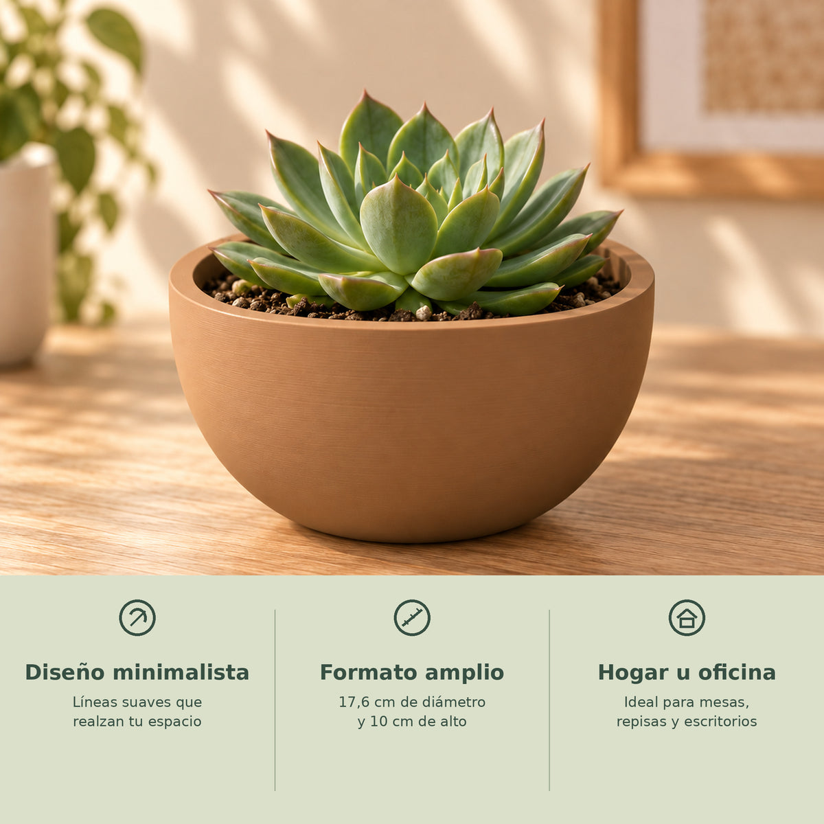 Base para maceta bowl con beneficios y dimensiones de 17,6 por 10 centímetros