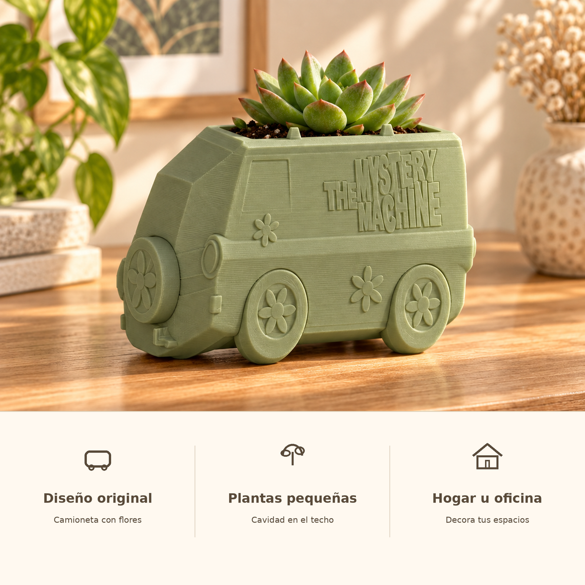 Maceta camioneta retro con beneficios para decoración y plantas pequeñas