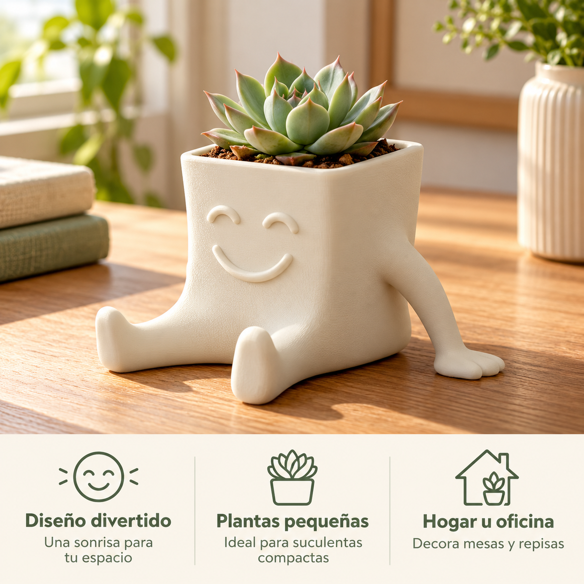 Maceta Cubo Feliz con beneficios para decorar hogar y oficina