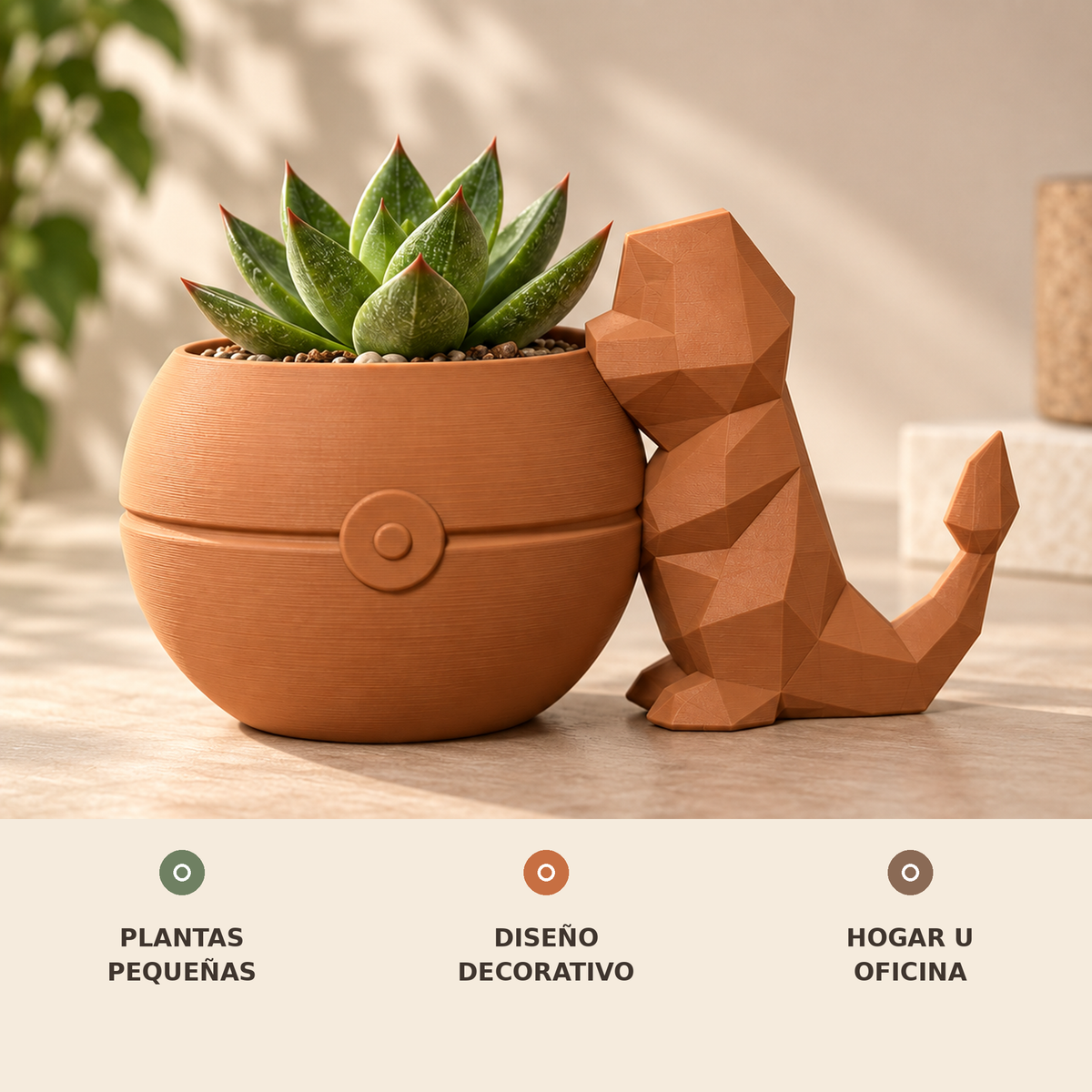 Maceta decorativa 3D para plantas pequeñas, hogar u oficina