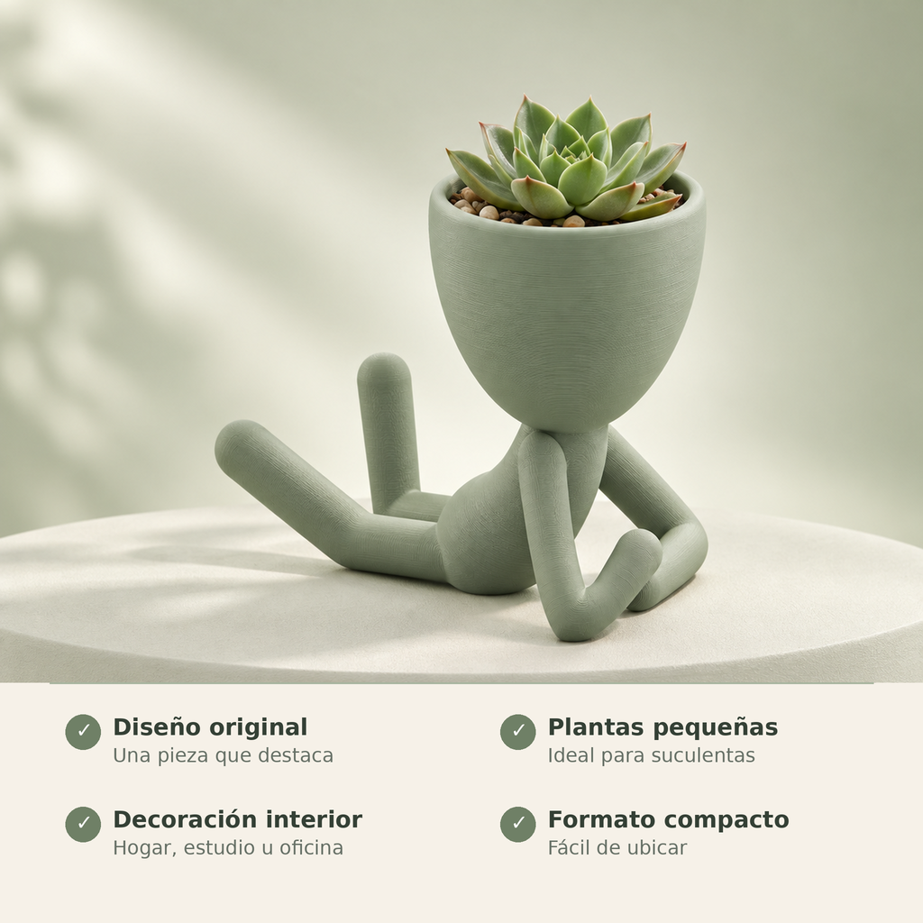 Maceta hombre acostado con beneficios para plantas pequeñas y decoración interior