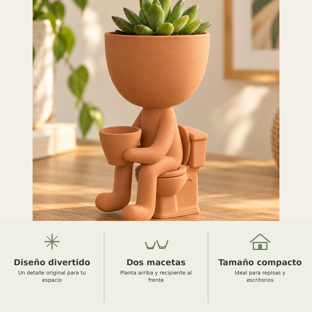 Beneficios de la maceta hombrecito: diseño divertido, doble recipiente y tamaño compacto