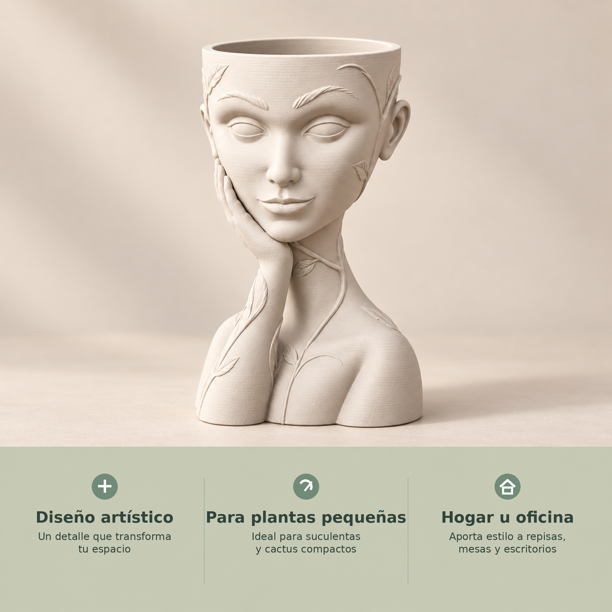 Matera decorativa de rostro femenino para plantas pequeñas, hogar u oficina